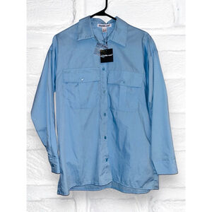 Charlotte Russe Women’s Small Blue Button Up Dress Shirt Academia Workwear NWT